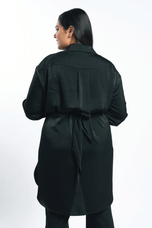 My Magnificent Longline Wrap Shirt Black