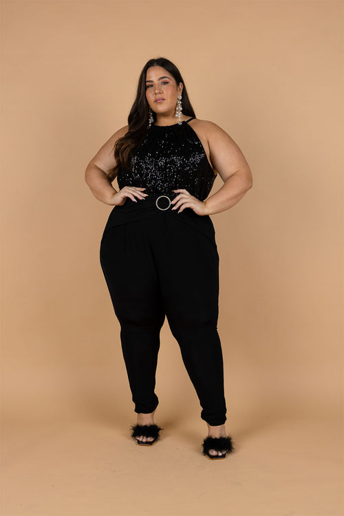 Fresia High Waist Buckle Pant Black