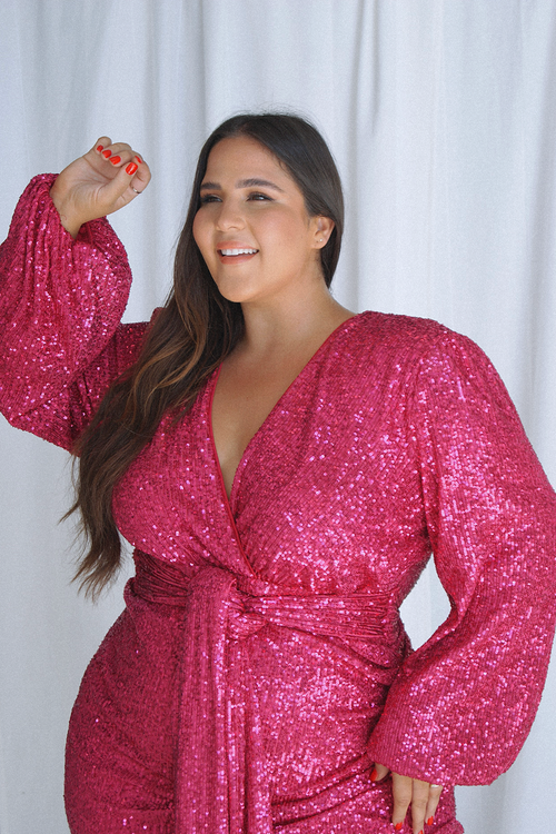 Bacio Sequin Dress Raspberry