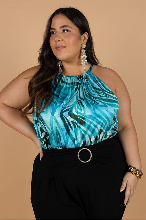 La Notte Halter Bodysuit - Tropicale Tiger