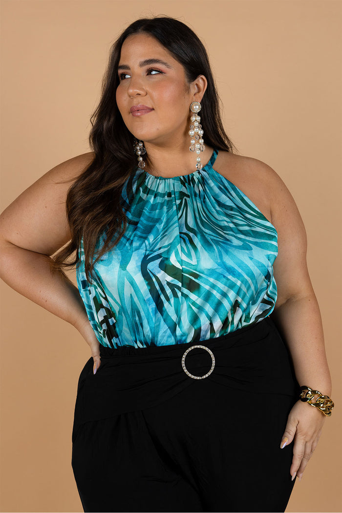 La Notte Halter Bodysuit - Tropicale Tiger