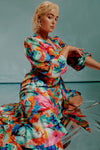 Paradiso Satin Wrap Dress Paradiso Feather Print