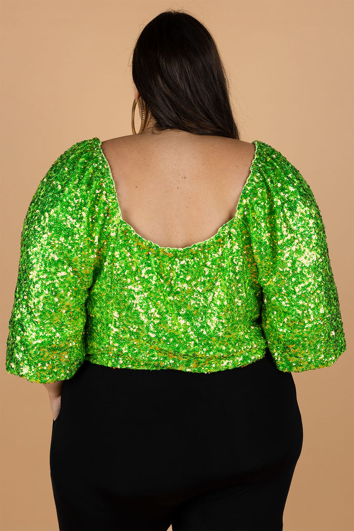 Citron Sweetheart Sequin Blouse - Citron Sequin