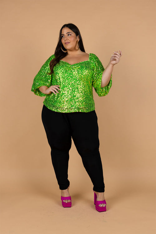 Citron Sweetheart Sequin Blouse - Citron Sequin