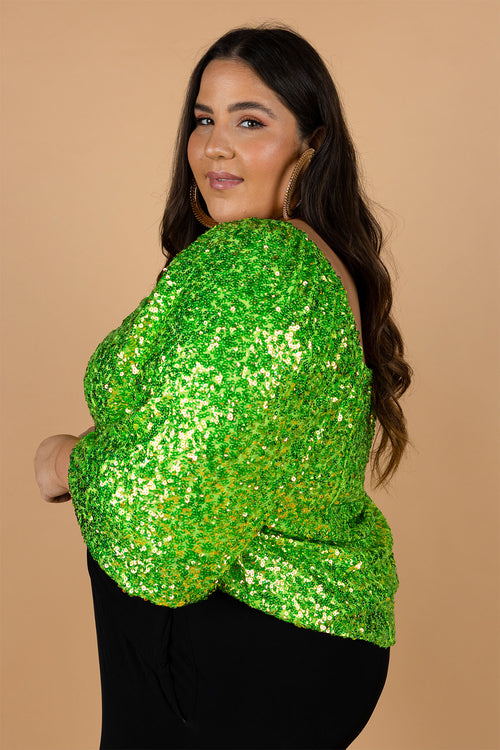 Citron Sweetheart Sequin Blouse - Citron Sequin