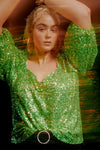 Citron Sweetheart Sequin Blouse - Citron Sequin
