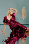 Viva Metallic Knit Ruched Midi Dress - Hot Pink