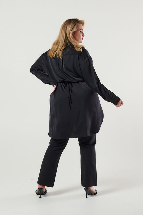 My Magnificent Longline Wrap Shirt Black