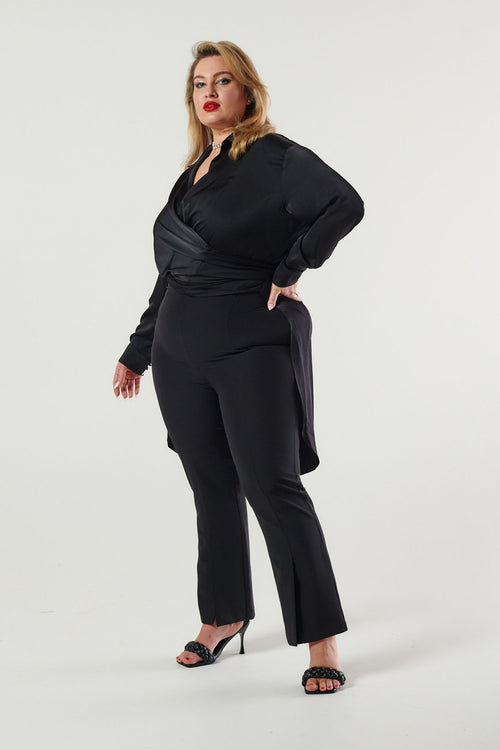 My Magnificent Longline Wrap Shirt Black