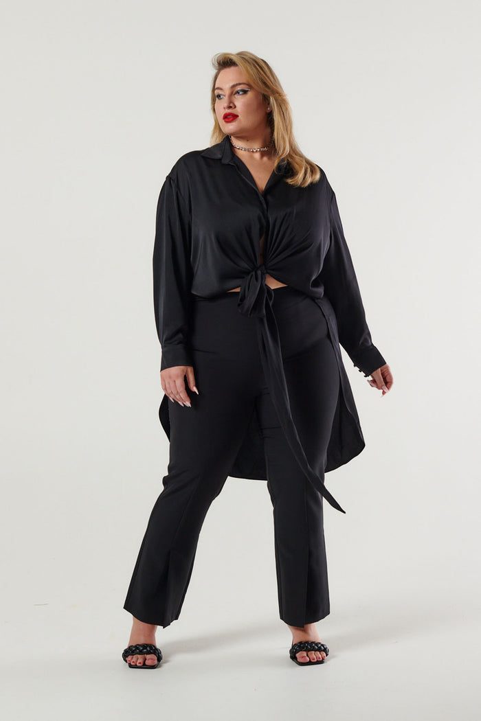 My Magnificent Longline Wrap Shirt Black