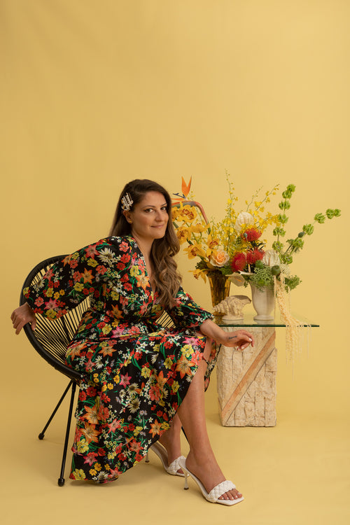 Paradiso Satin Wrap Dress Primavera Floral