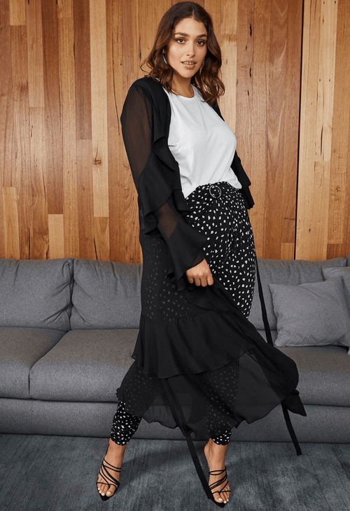 Rosa Ruffle Cover Up Black