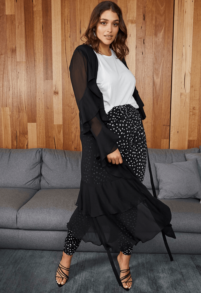 Rosa Ruffle Cover Up Black