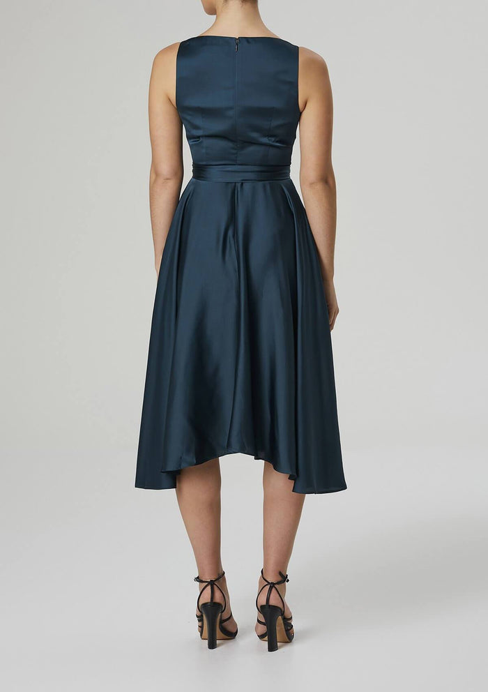 Mela Cowl Neck Satin Dress Teal