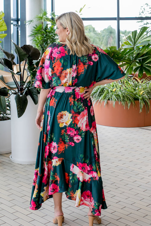 Fresco Floral Batwing Maxi Dress