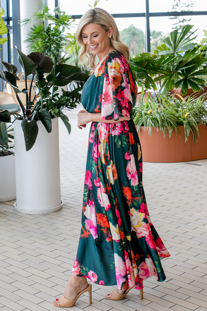 Fresco Floral Batwing Maxi Dress