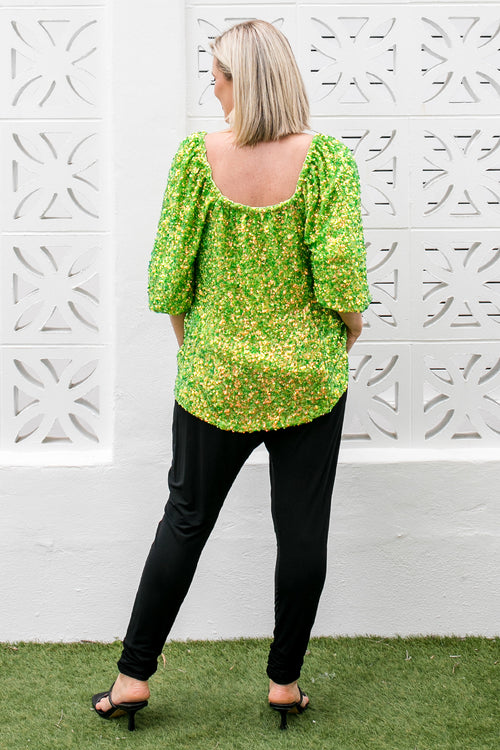 Citron Sweetheart Sequin Blouse - Citron Sequin