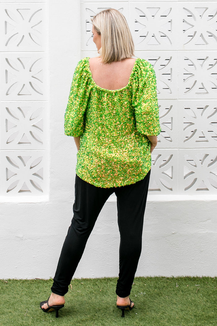 Citron Sweetheart Sequin Blouse - Citron Sequin