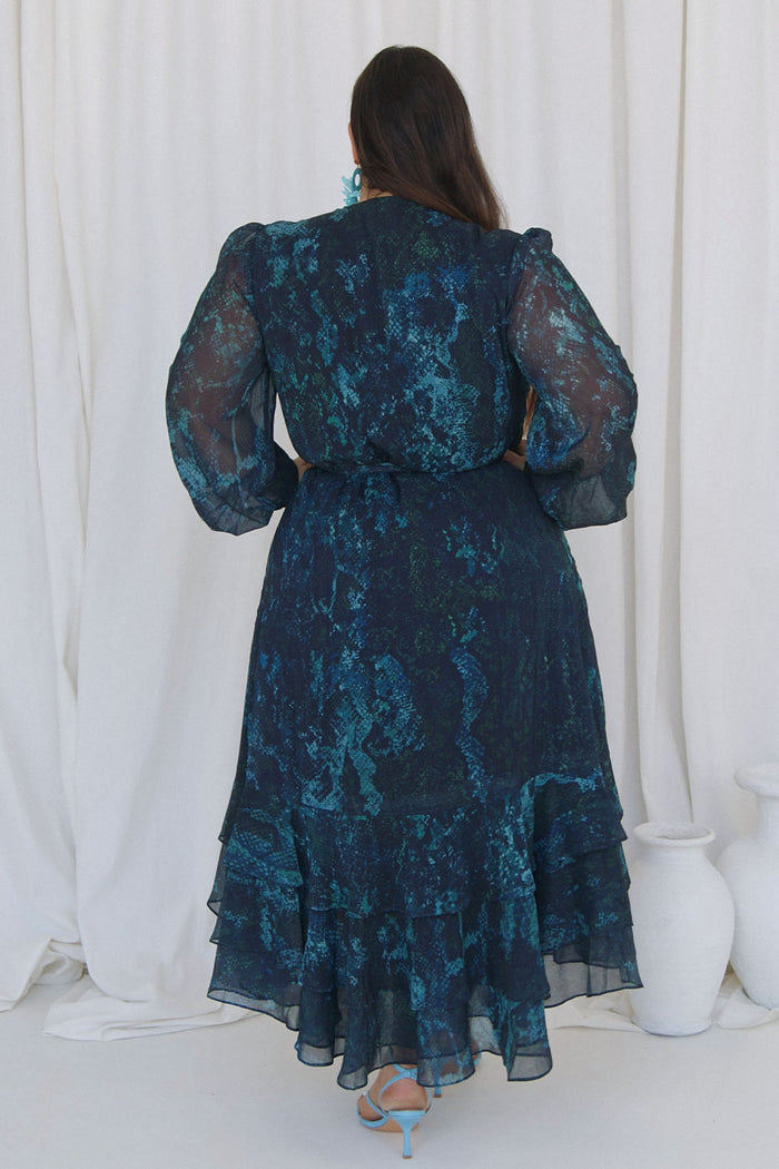 Fascino Exotic Snake Print Wrap Dress