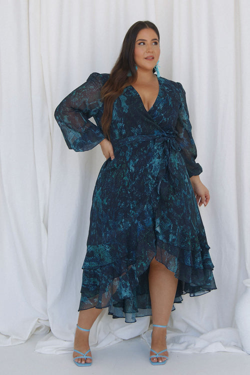 Fascino Exotic Snake Print Wrap Dress