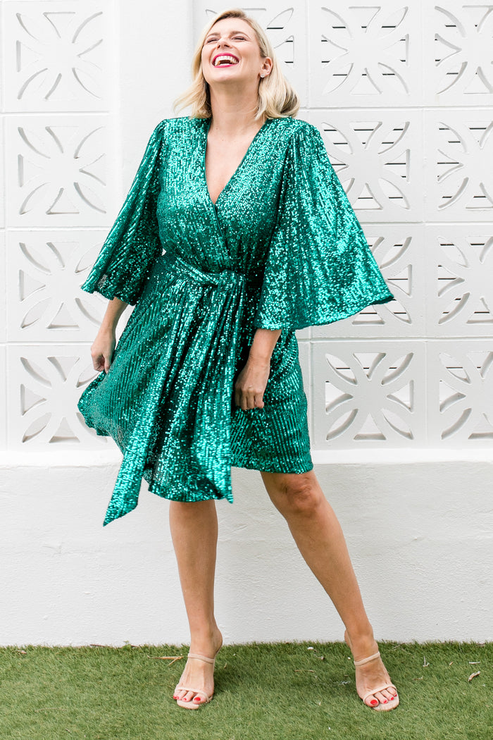 Discoteca Sequin Dress - Emerald