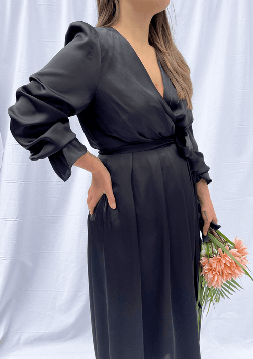 Ninfea Wrap Dress Black