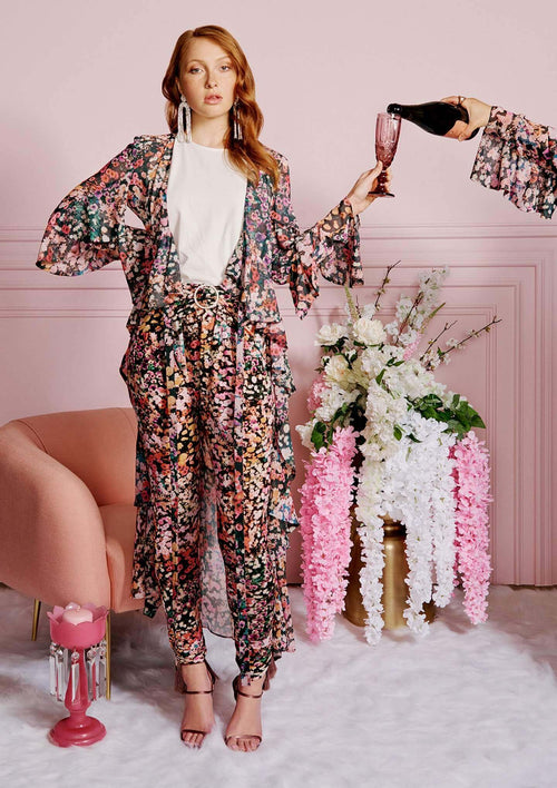 Fresia High Waist Buckle Pant Floral Print
