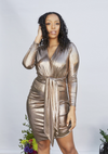 Lucia Metallic Knit Dress Gold