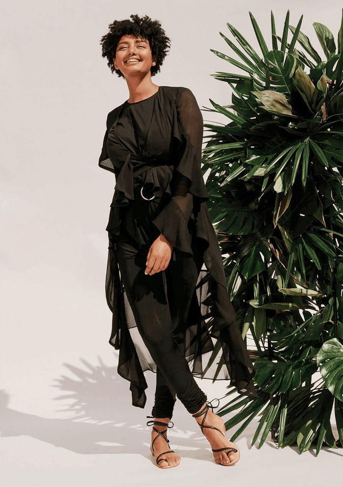 Rosa Ruffle Cover Up Black
