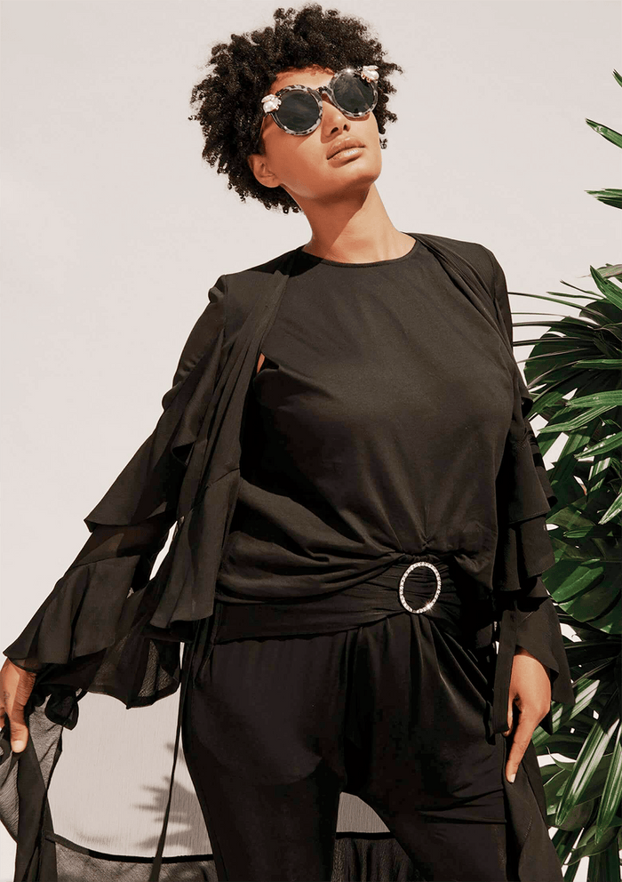 Rosa Ruffle Cover Up Black