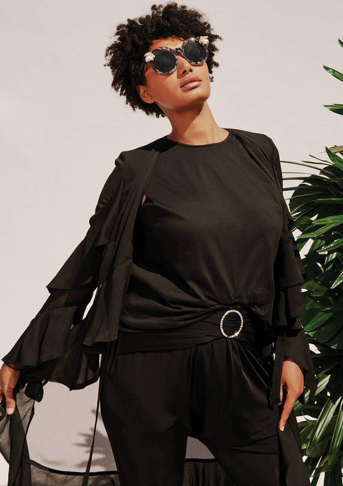 Cristantemo Scrunch Tee Black