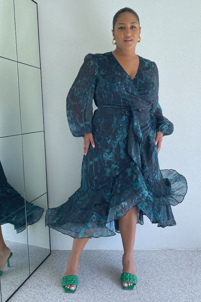 Fascino Exotic Snake Print Wrap Dress