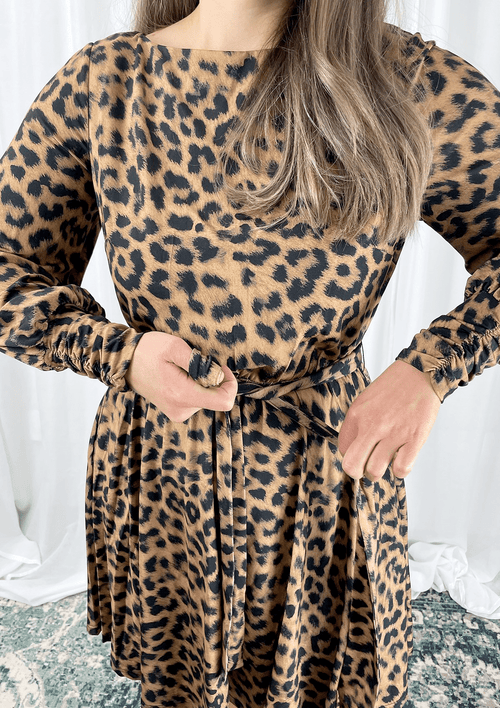 Tulip Knit Tunic Dress Animal Print
