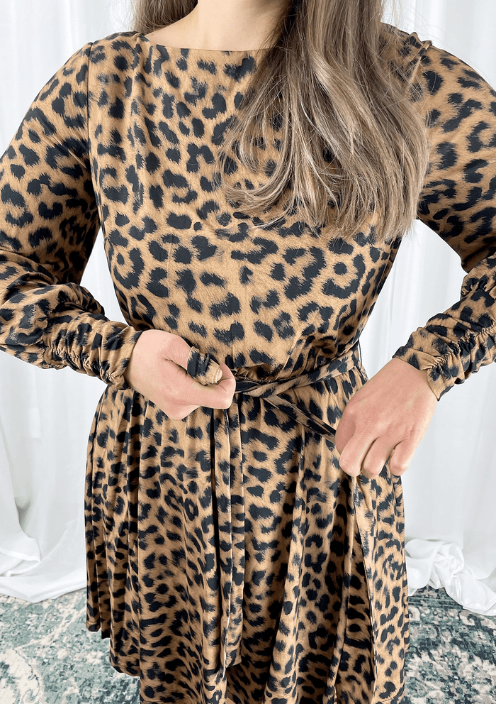 Tulip Knit Tunic Dress Animal Print