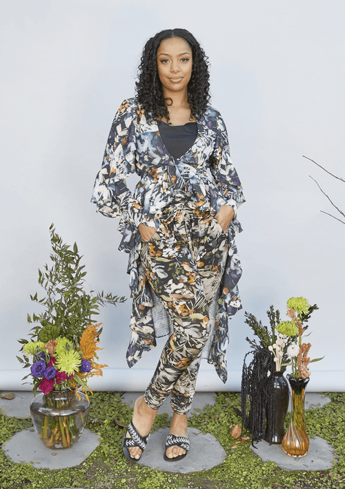 Fresia High Waist Buckle Pant Painterly Floral