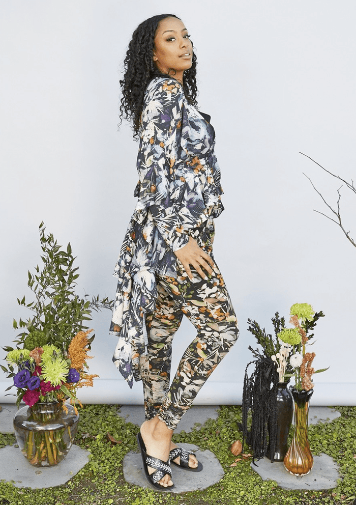 Fresia High Waist Buckle Pant Painterly Floral