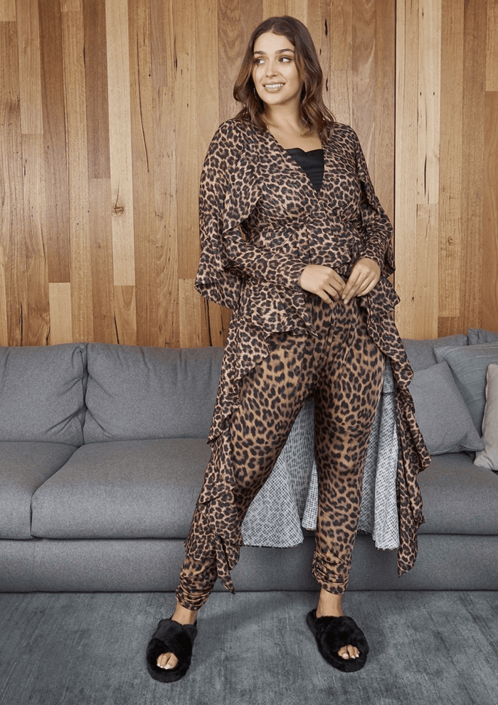 Fresia High Waist Buckle Pant Animal Print