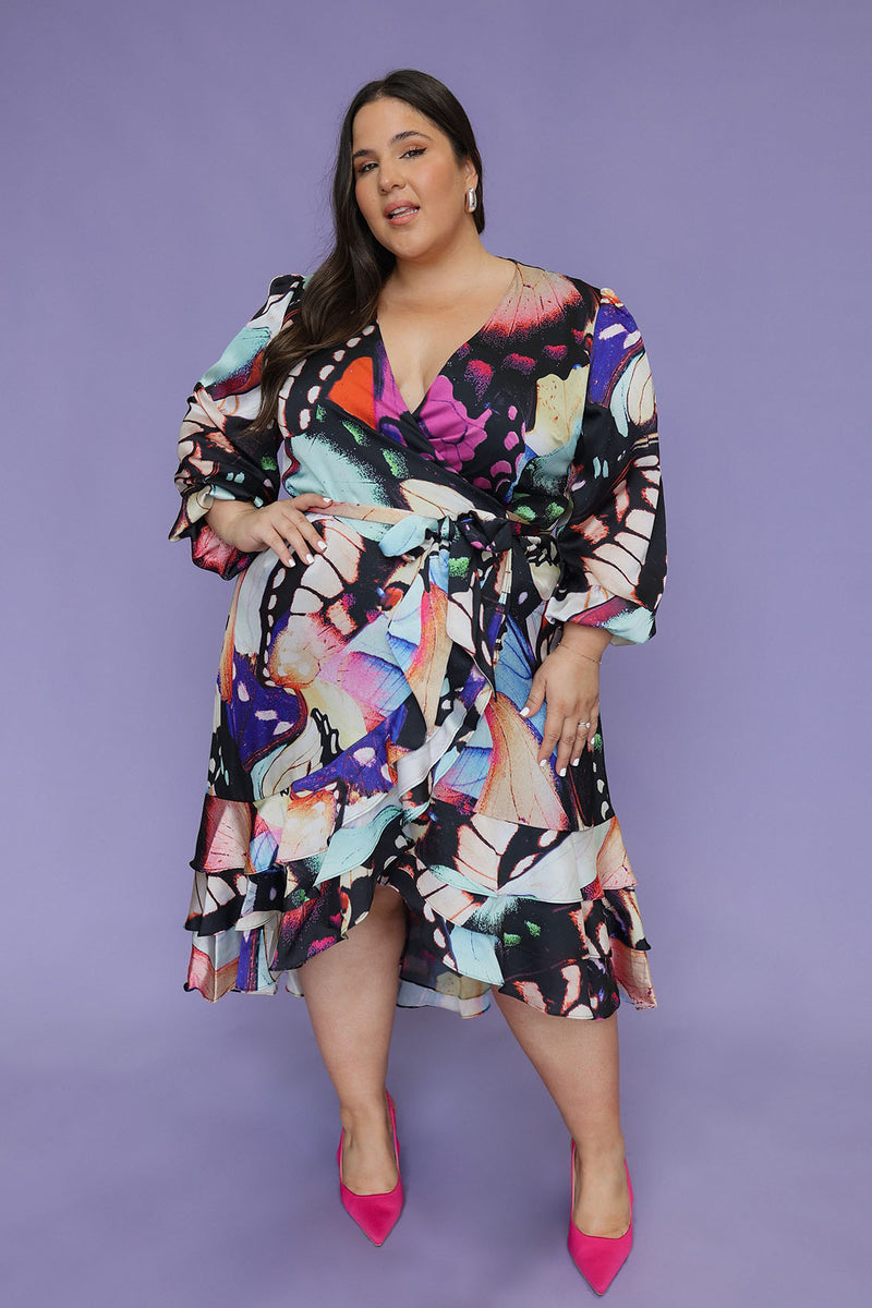 Paradiso Satin Wrap Dress Paradiso Feather Print Australian