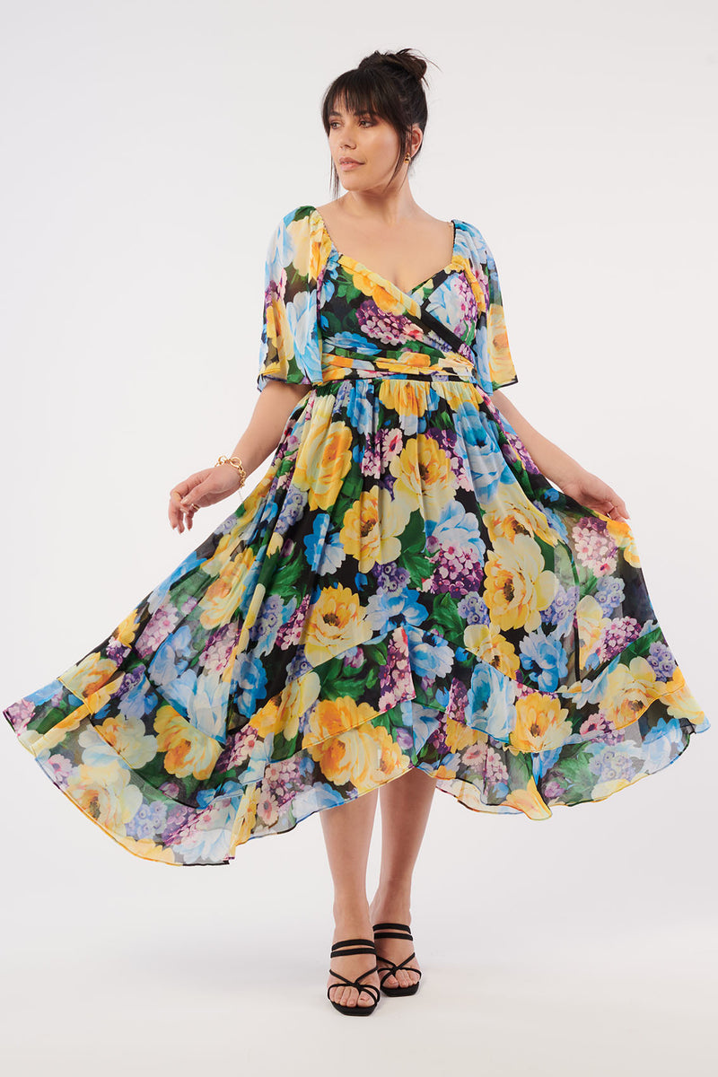 Hydrangea Adjustable Wrap Bodice Dress Novellathelabel Hydrangea Adjustable Wrap Bodice Dress Novellathelabel