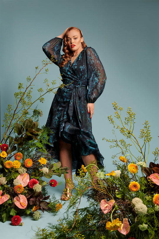 Fascino Exotic Snake Print Wrap Dress