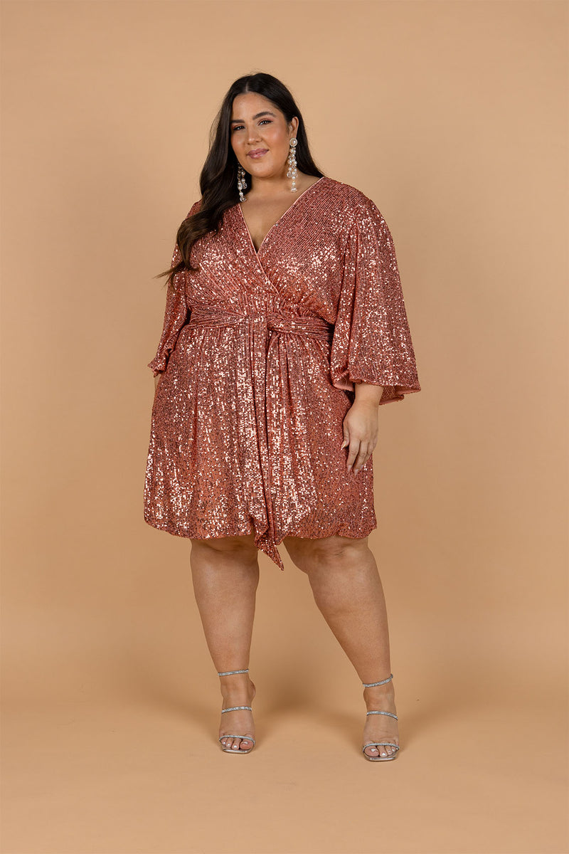 Discoteca Sequin Dress - Peach Novellathelabel Discoteca Sequin Dress - Peach Novellathelabel