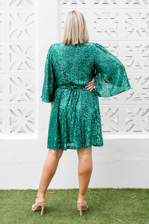 Discoteca Sequin Dress - Emerald