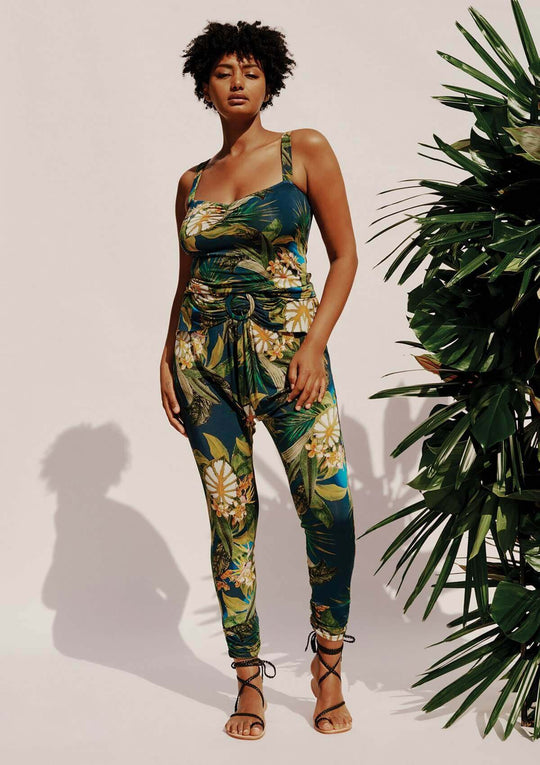Fresia High Waist Buckle Pant Jungle Print