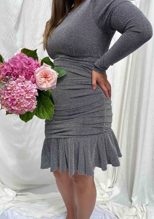 Regina Sparkle Knit Mini Dress Silver