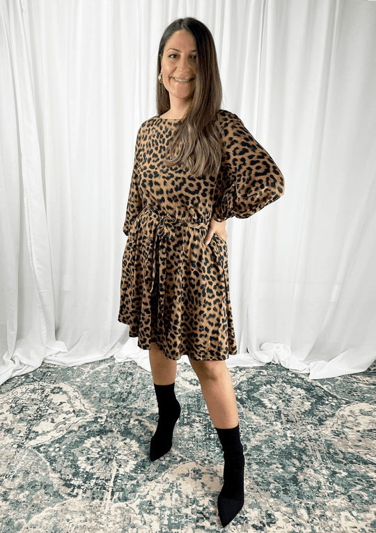 Tulip Knit Tunic Dress Animal Print