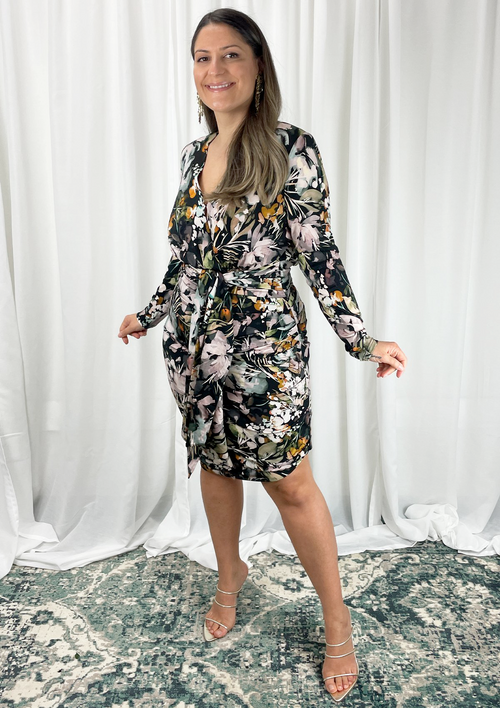 Inverno Knit Midi Dress Painterly Floral Print