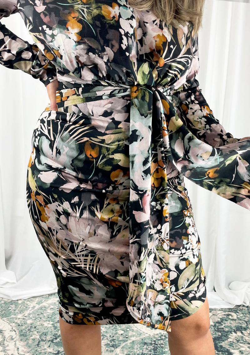 Inverno Knit Midi Dress Painterly Floral Print