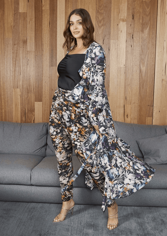 Fresia High Waist Buckle Pant Painterly Floral